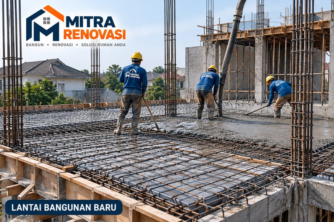 Lantai bangunan baru — pengecoran plat lantai